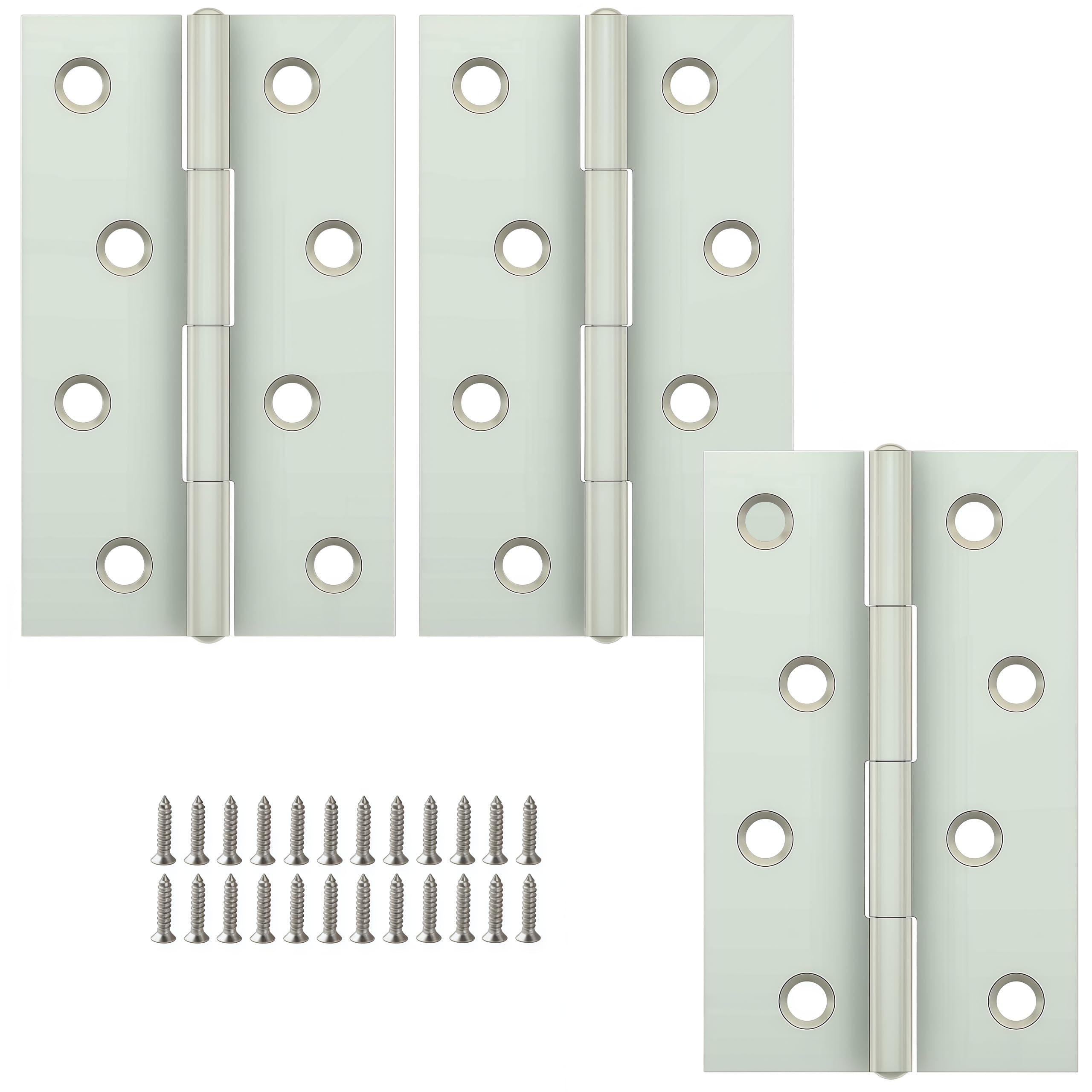 Vbnexyr Regular Folding Hinge 3 Pack Of Stainless Steel Folding Hinges Cabinet Hinges Door And Window Hardware Accessories With Screws 88 * 54 * 1.2Mm