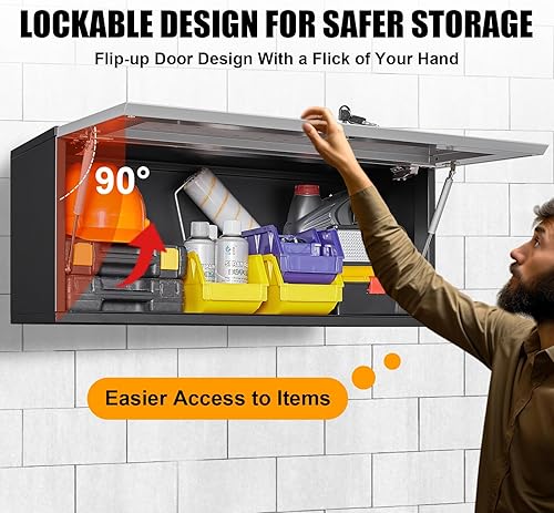 Miniatura 5 de Armario de pared de metal para garaje, armario de almacenamiento flotante para garaje, montaje en pared, armario de tienda superior, caja de