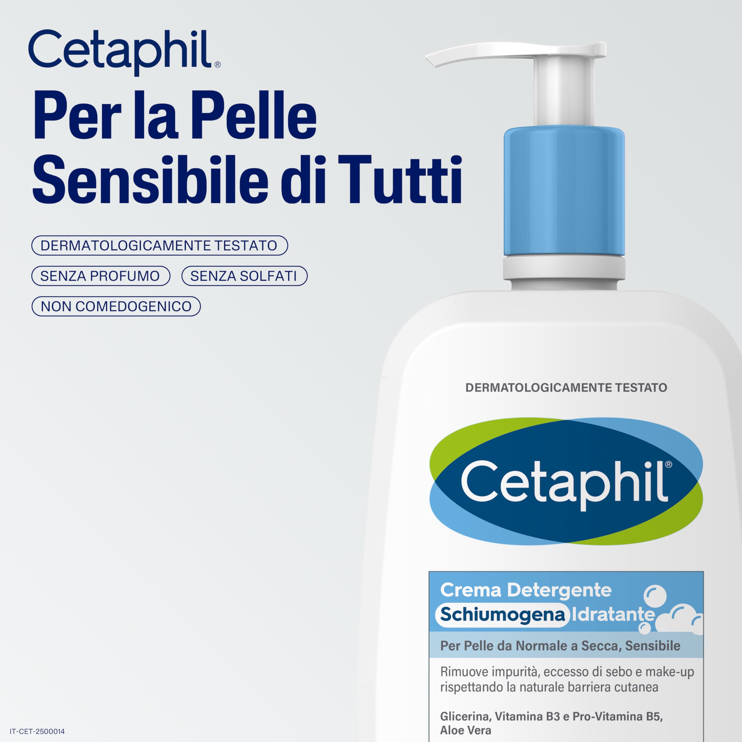 Cetaphil Detergente Viso Schiumogeno Idratante, per Pelle Normale, Secca e Sensibile, con Aloe Vera, Effetto Lenitivo, Senza Profumo, Formato 473 ml