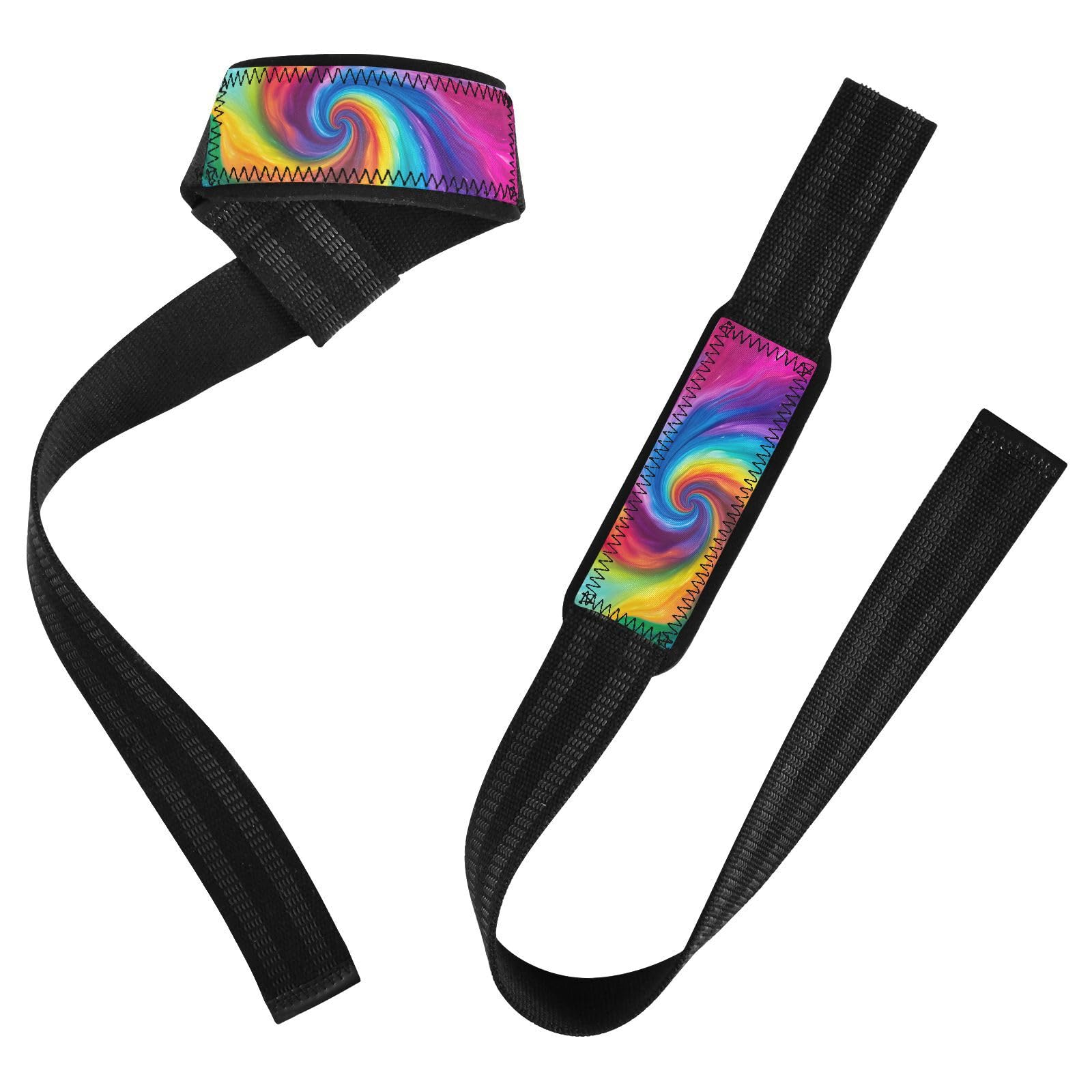 Nander Colorful Tie Dyeing Wrist Straps for Weightlifting,Lifting Straps with Neoprene Cushioned Wrist Padded and Anti-Skid Silicone for Strength Training,Bodybuilding,Deadlifting