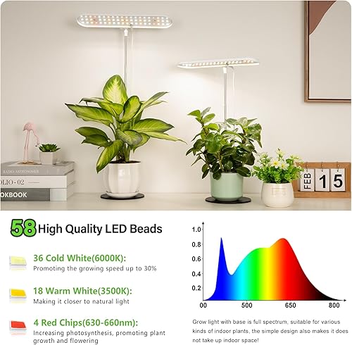 Miniatura 5 de Luz de crecimiento, lámpara de cultivo de escritorio de espectro completo con base, luz LED brillante para plantas con temporizador de