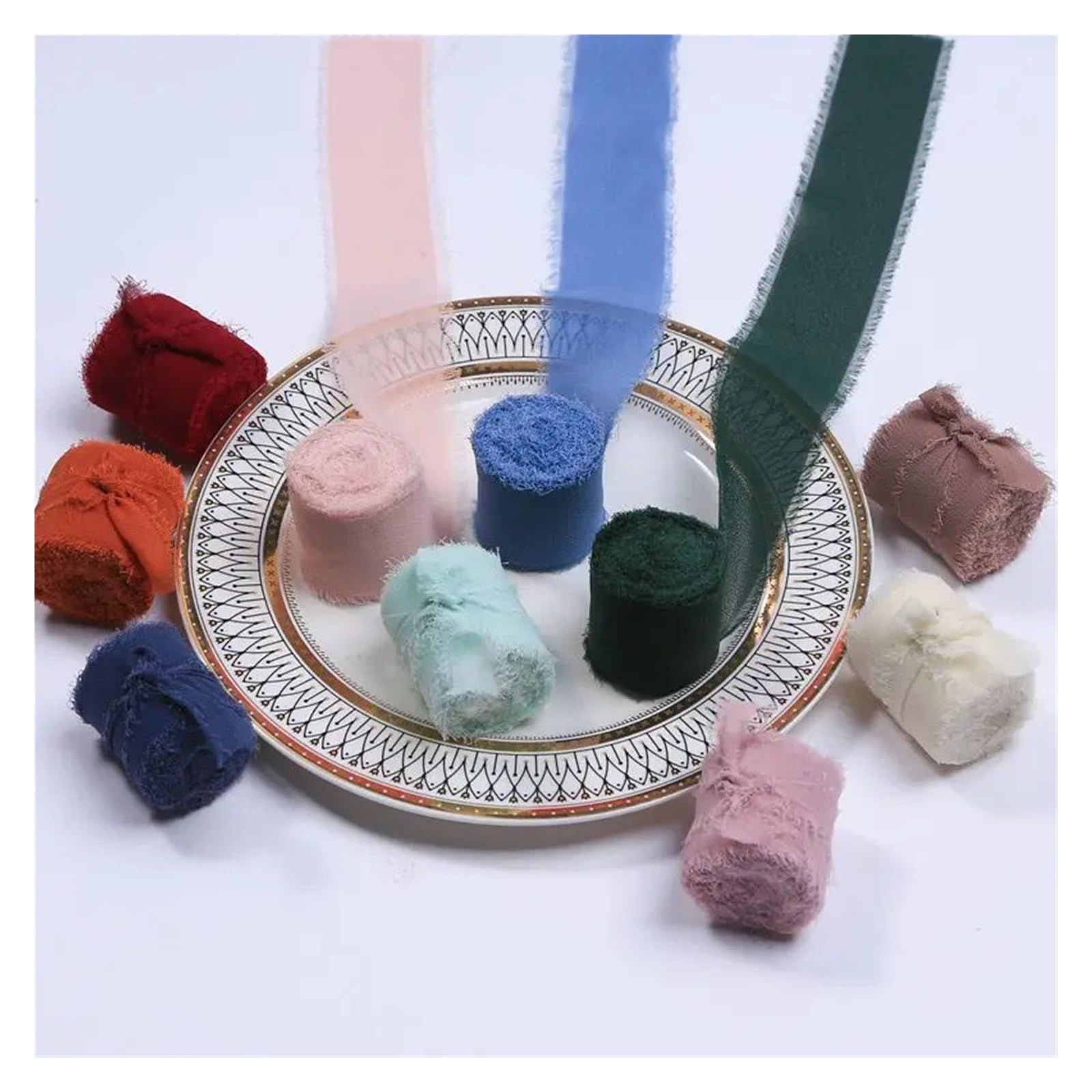 Chiffonband, 8 Stück, Chiffon-Seidenband, Fransen für Hochzeitsdekorationen, Brautsträuße, Geschenkverpackung, Schleifenherstellung für Geschenkverpackungen, Urlaubsdekoration