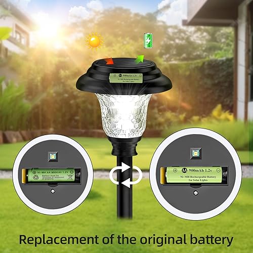 Miniatura 7 de Batería recargable AA de 1.2 V Ni-MH, doble A 900 mAh 1.2 V batería recargable precargada, alta capacidad para paisajismo de jardín, luz solar al