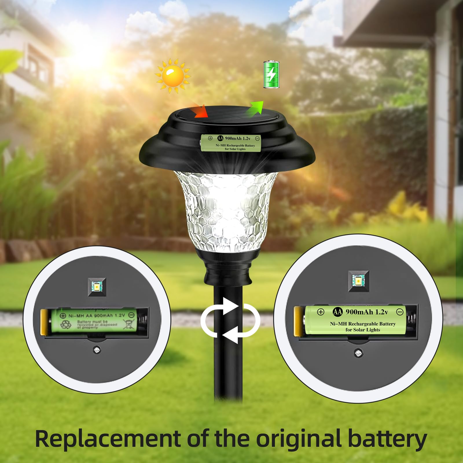 AA 1.2 V Ni-MH batteria ricaricabile, doppia A 900 mAh 1.2 V batteria ricaricabile precaricata, alta capacità per giardinaggio all'aria ultimo intervento, luci solari a catena, luci stradali