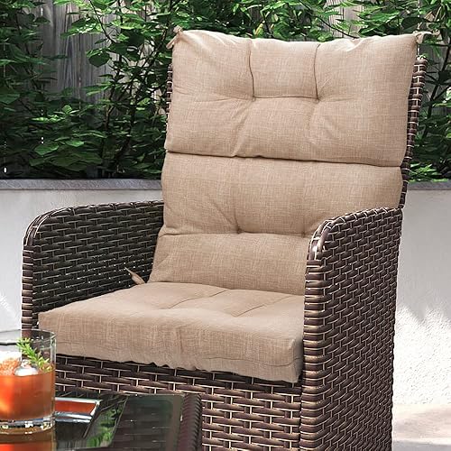 Miniatura 8 de Magpie Fabrics Juego de 2 cojines para silla de respaldo alto para interiores y exteriores, impermeables, para asientos profundos, para tumbona