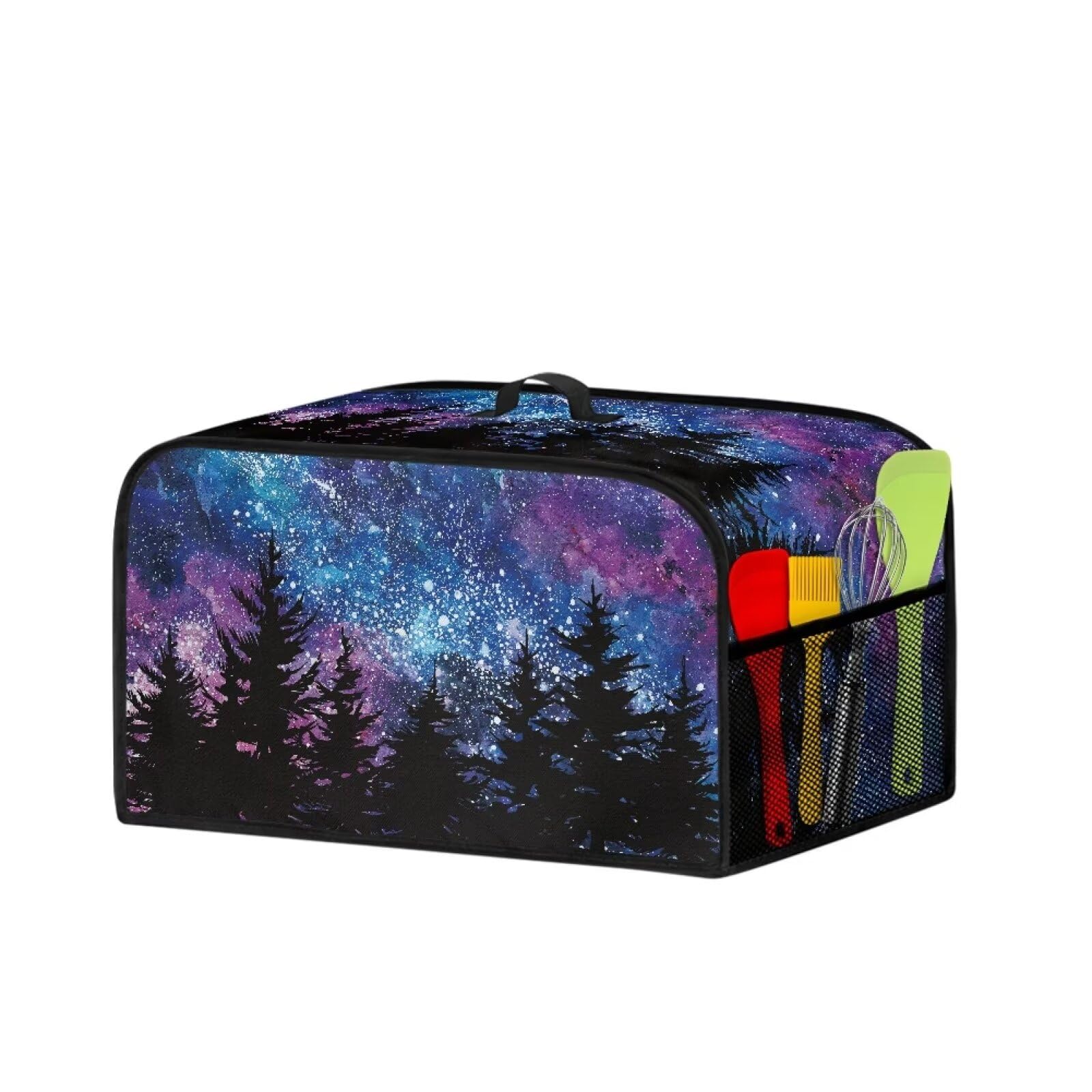TODIYADDU Blue Galaxy Forest Slow Cooker Dust Cover with Handle Fashion Air Fryer Cover Insulated Travel Carrier for Women Men Lightweight Appliance Cover Dust Cover Trendy Home Decor Holiday Gifts
