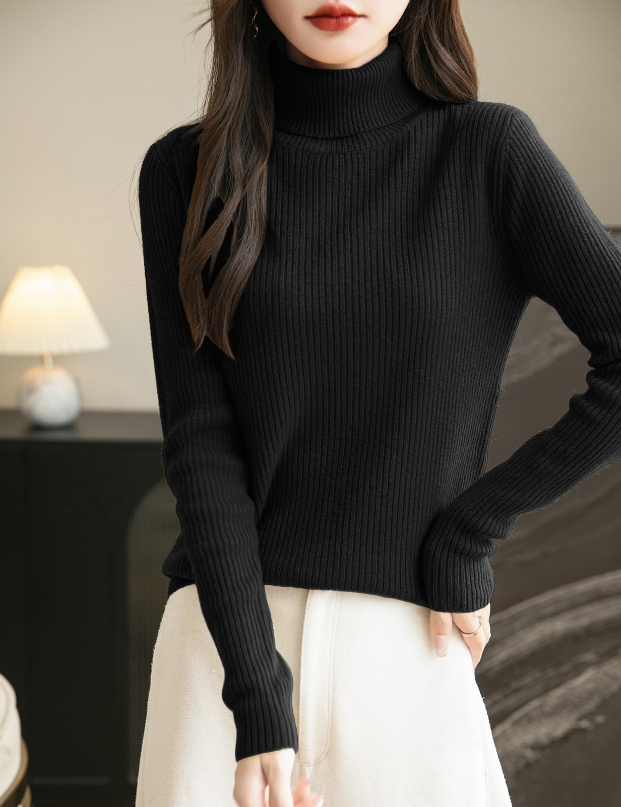 Chanyarn Damen 100% Merinowolle Rollkragenpullover 2024 Herbst Winter Langarm warm weich RIPP Strick Pullover