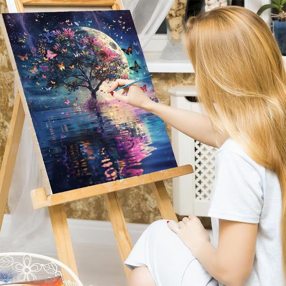 Manualidades Pintura con Numeros para Adultos Kit DIY Árbol Grande Sin Marco 90x120cm 7