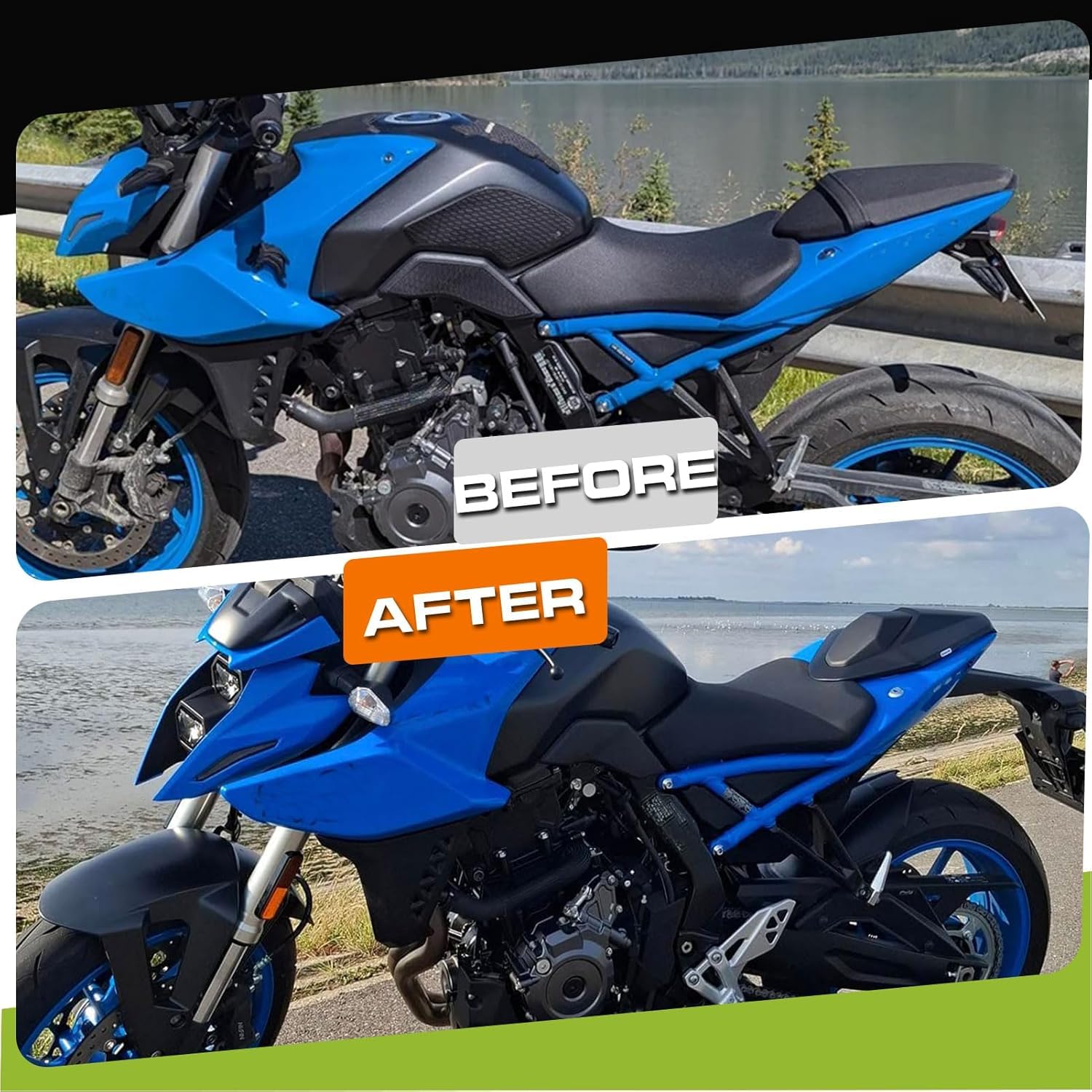 Motorrad GSX8R Sozius-Rücksitzabdeckung, Solo-Verkleidung, passend für GSX-8S GSX8S 2023–2024 GSX-8R Zubehör 2024 2025 (Hellschwarz)