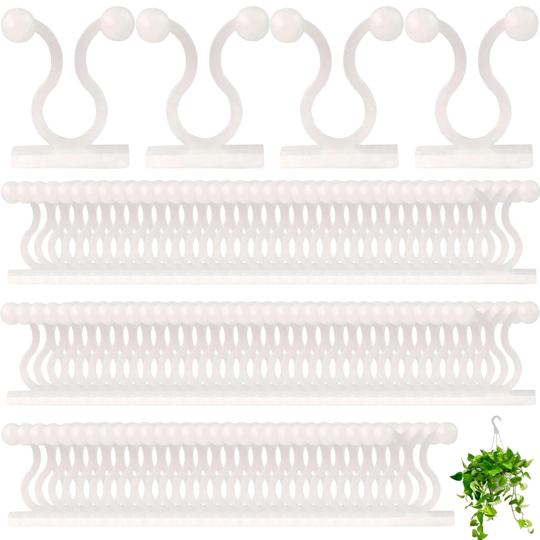 Vervevum 100Pcs Plant Vine Wall Clips Invisible Self-Adhesive Plant Clips Portable Small Plastic for Climbing Plants Fixture Wall Sticky Hook Support