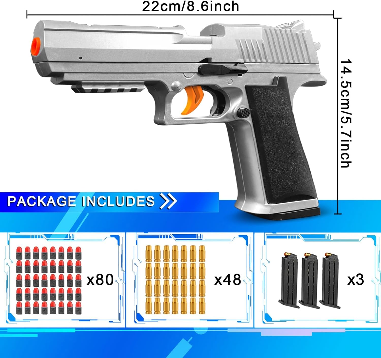 Soft Bullet Toy Gun Shell Ejecting Toy Pistol, EVA Foam Bullets Toy Guns for Boys, Kids, Gifts, Educational Model Toys and Fun Shooting Experience - Image 4