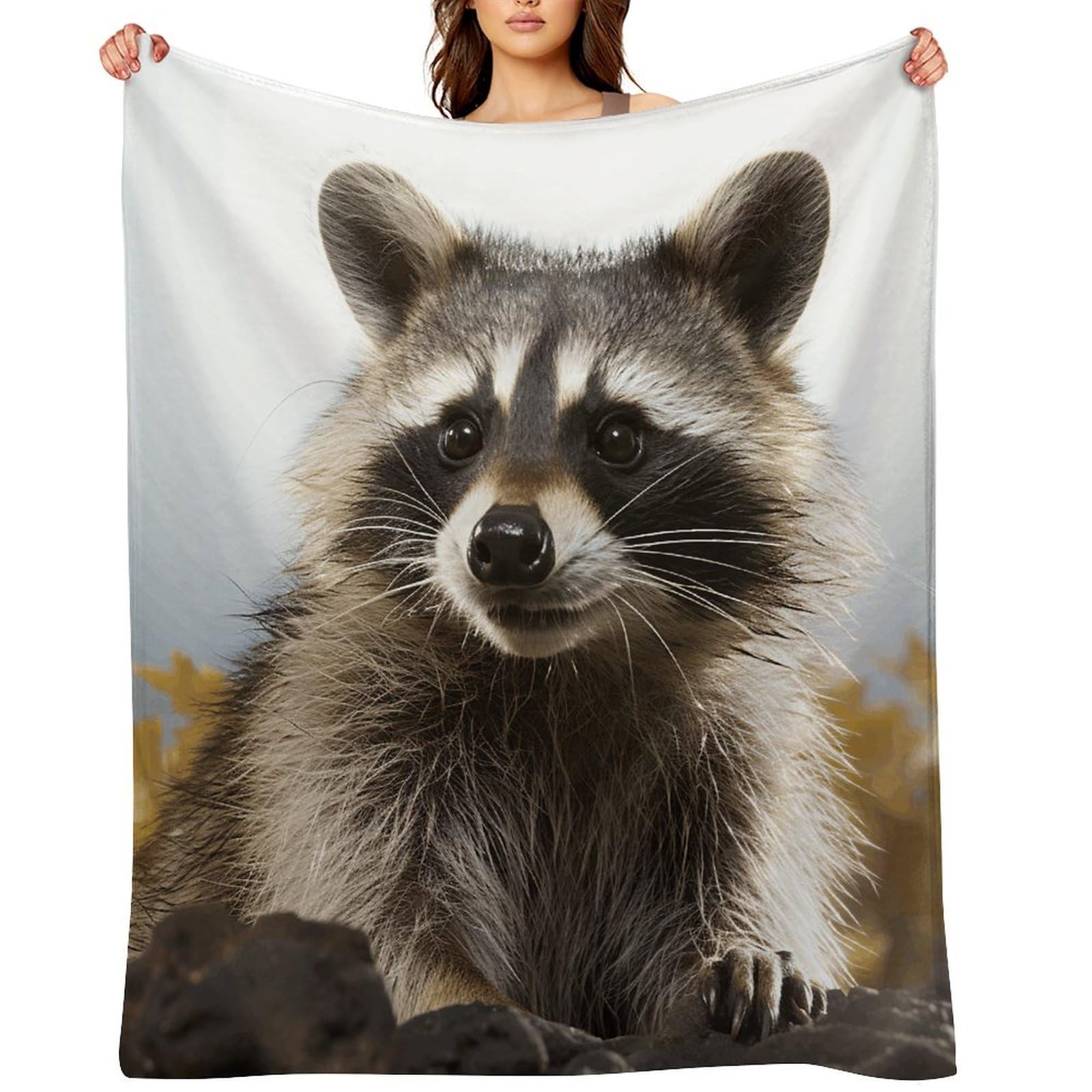 Hairy Raccoon Throw Blanket for Couch and Bed Super Soft Warm Lightweight Throw Blankets Cozy Fuzzy Flannel Blanket Personalized Decorative Blankets for Sofa Decor 30"x40"