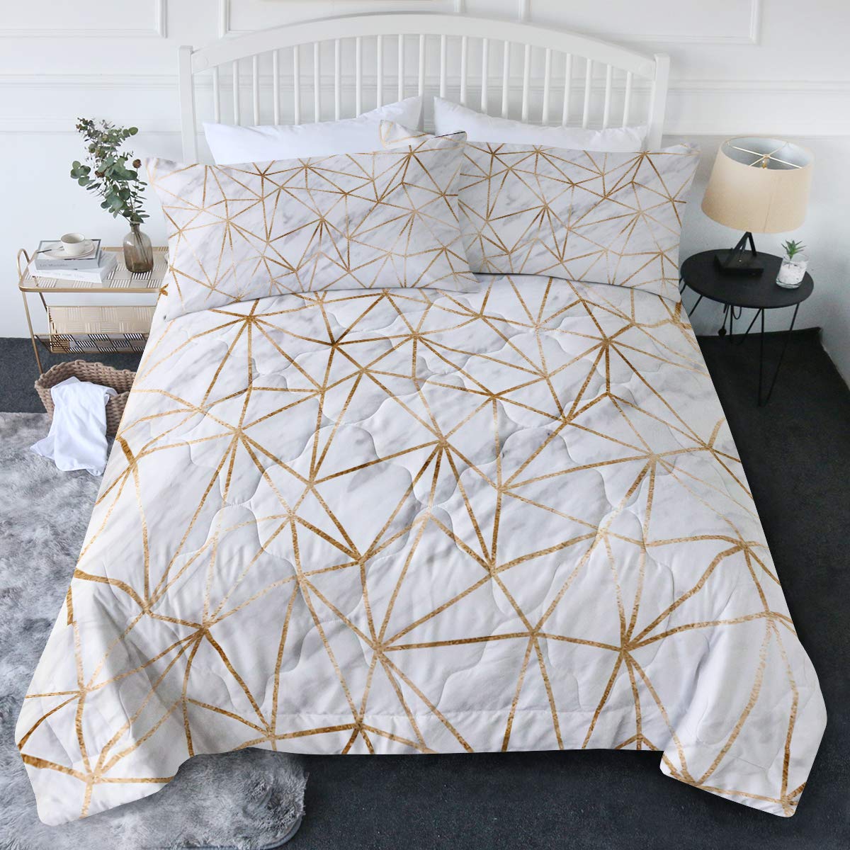 BlessLiving 3D Marble Gold Comforter 