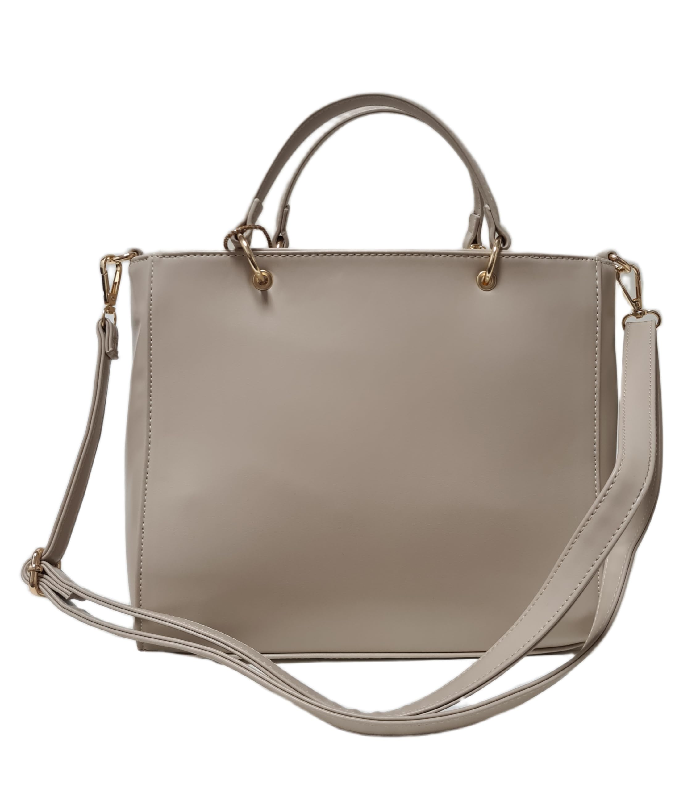 Laura Biagiotti Bolso de mano y bandolera línea Odaly, piel sintética acolchada en la parte delantera, con logotipo LB, dimensiones 28 x 25 x 14 cm Art: LB26S-116-1 (natural) | Ligera
