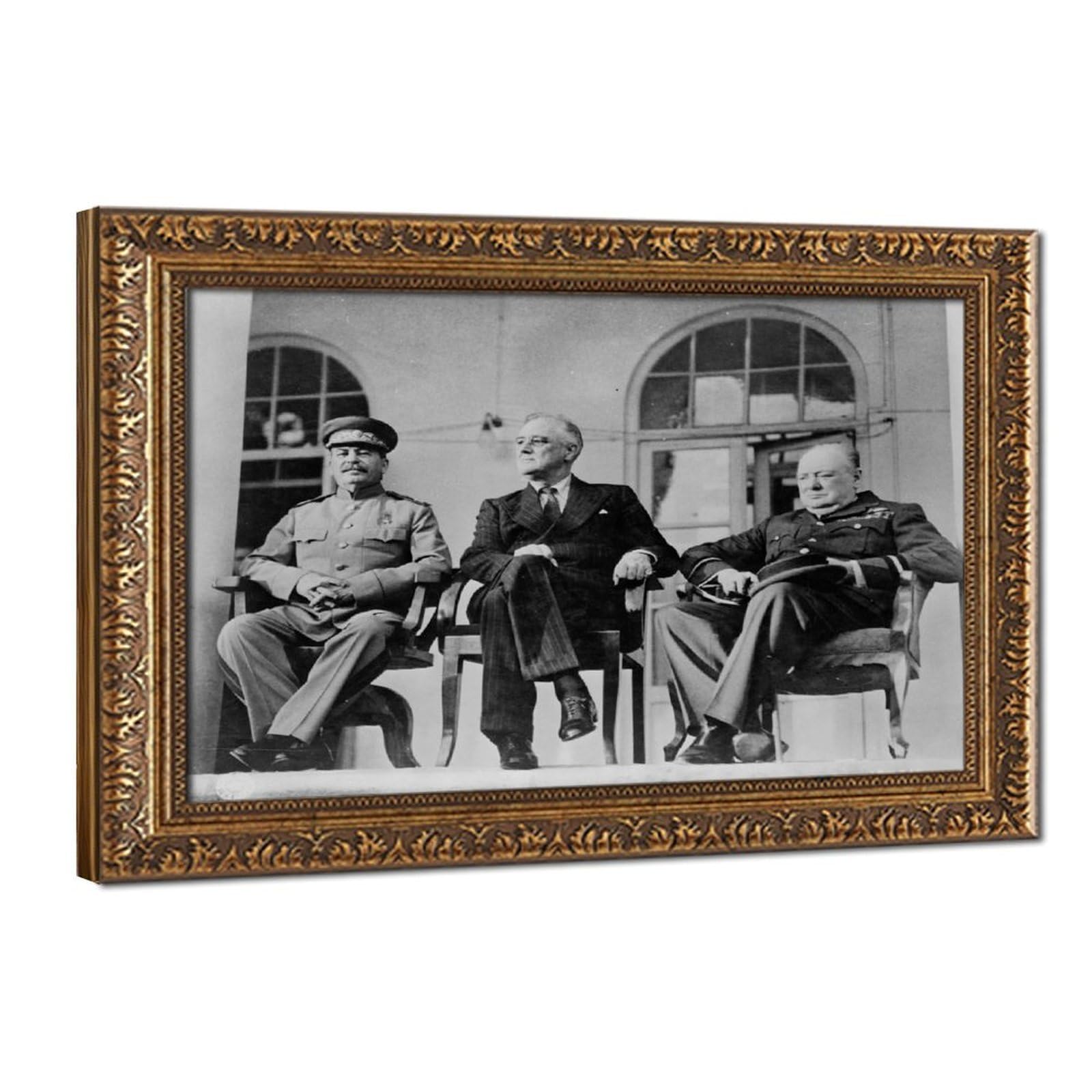 WCYB The Big Three - Franklin Delano Roosevelt, Joseph Stalin, Winston Churchill at The Teheran Conference 1943 Prints Posters Canvas Deco Paintings Wall A