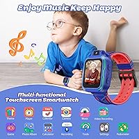 Vista 2 de Reloj inteligente digital para niños con cámara, pantalla táctil con video, alarma MP3, podómetro, juegos para niños de 3 a 9 años, regalos de Azul