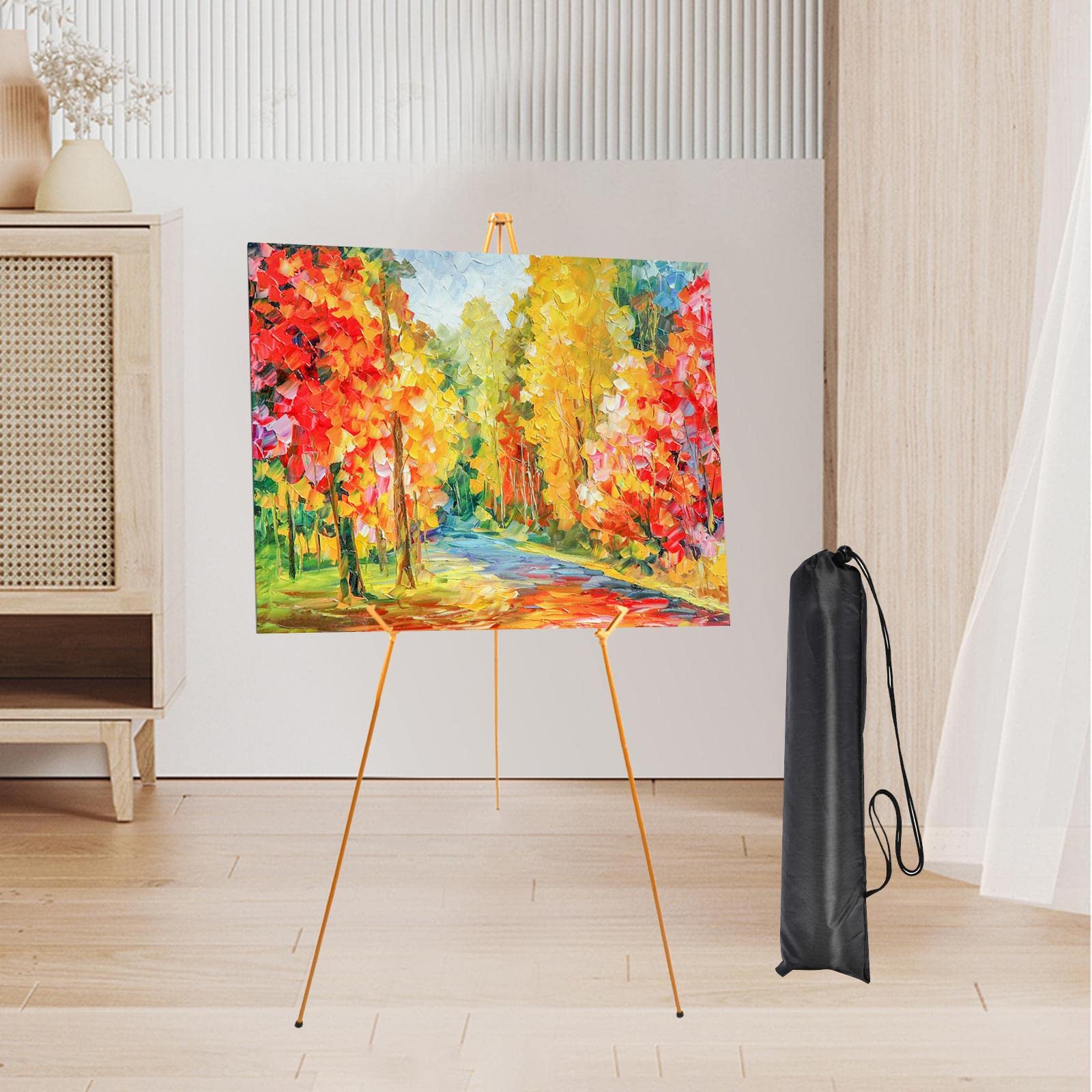 Cavalletto Espositivo con Treppiede, Supporto per Pittura, Cavalletto Pieghevole, Portatile, Altezza Regolabile, Cavalletto per Artisti, per Tavole di