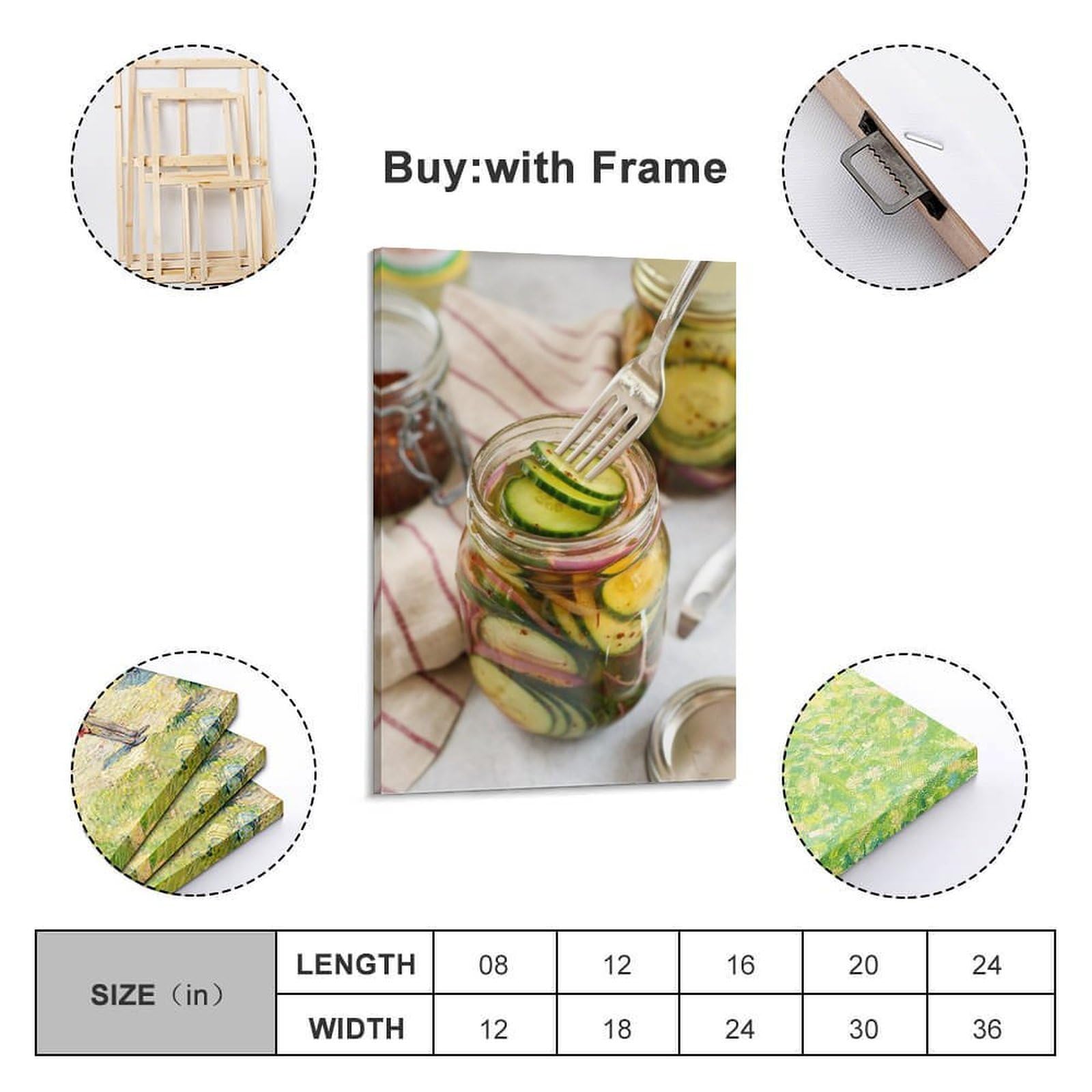DLJGDS Kreative eingelegte Gurke Fotografie, Gemüse, dekorative Malerei, Leinwand, Wandposter und moderne Familienschlafzimmer-Dekoration, 60 x 90 cm