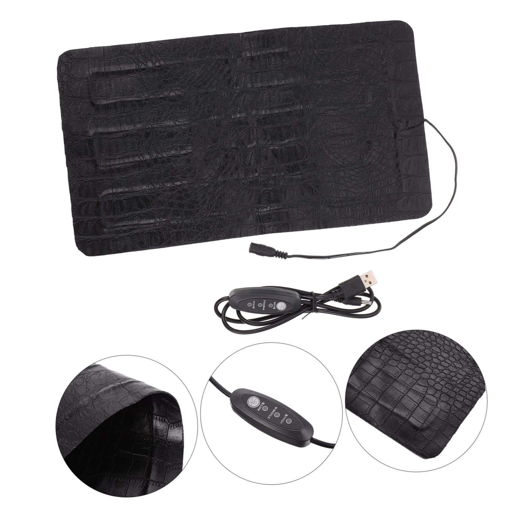 TOYANDONA Almohadilla Térmica para Reptiles y Pequeños Animales, Portátil Cuero Temperatura Ajustable para Terrarios y Uso al Aire Libre