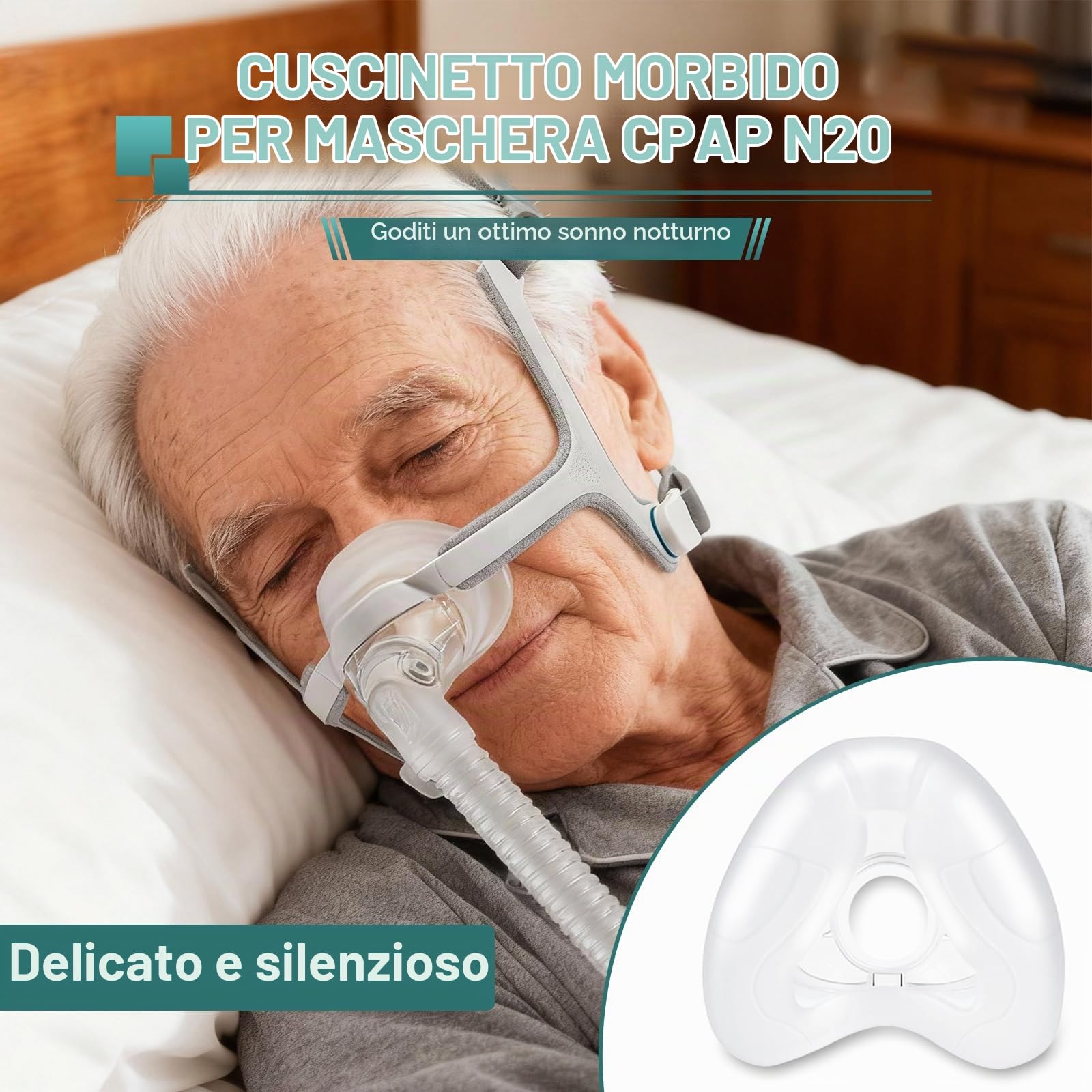 Confezione da 2 cuscini di ricambio (M) per Airfit N20, tenuta affidabile e vestibilità più morbida,ricambi durevoli e di grande valore (M)