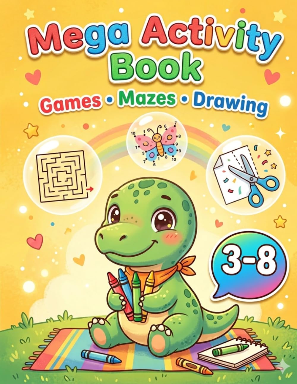 Preschool Activity Book: Dinosaur Edition: 60+ Toddler Games for Fine Motor Skills, Scissor Skills, and Logical Thinking. Includes Coloring, Mazes, and Cut and Paste Activities for Kids Ages 3-8.