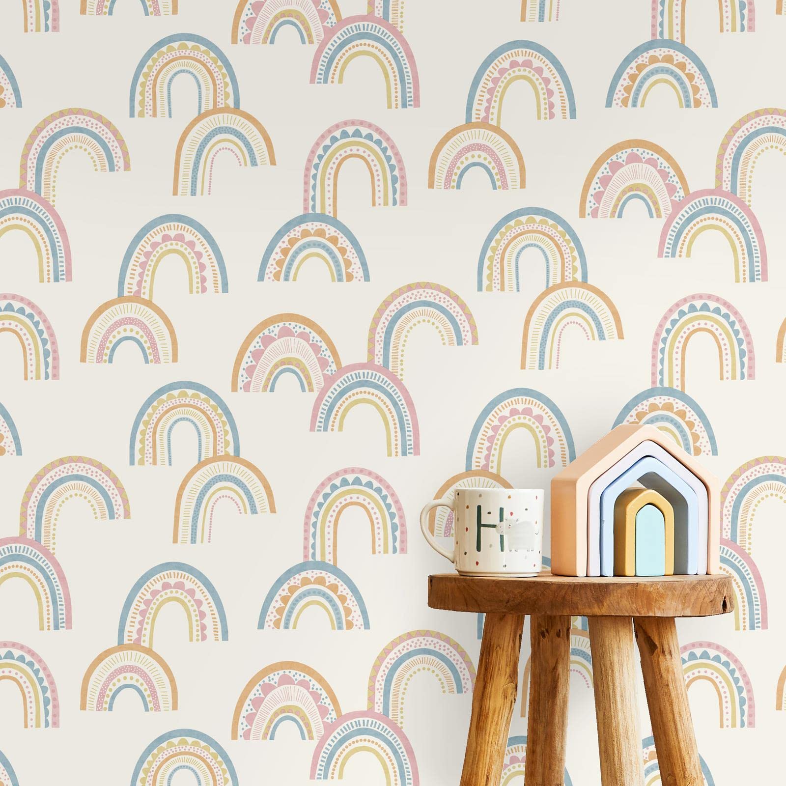 Holden Decor Blue,Orange,Pink Holden Boho Rainbow Wallpaper Kids Nursery Orange/Pink/Blue 13282