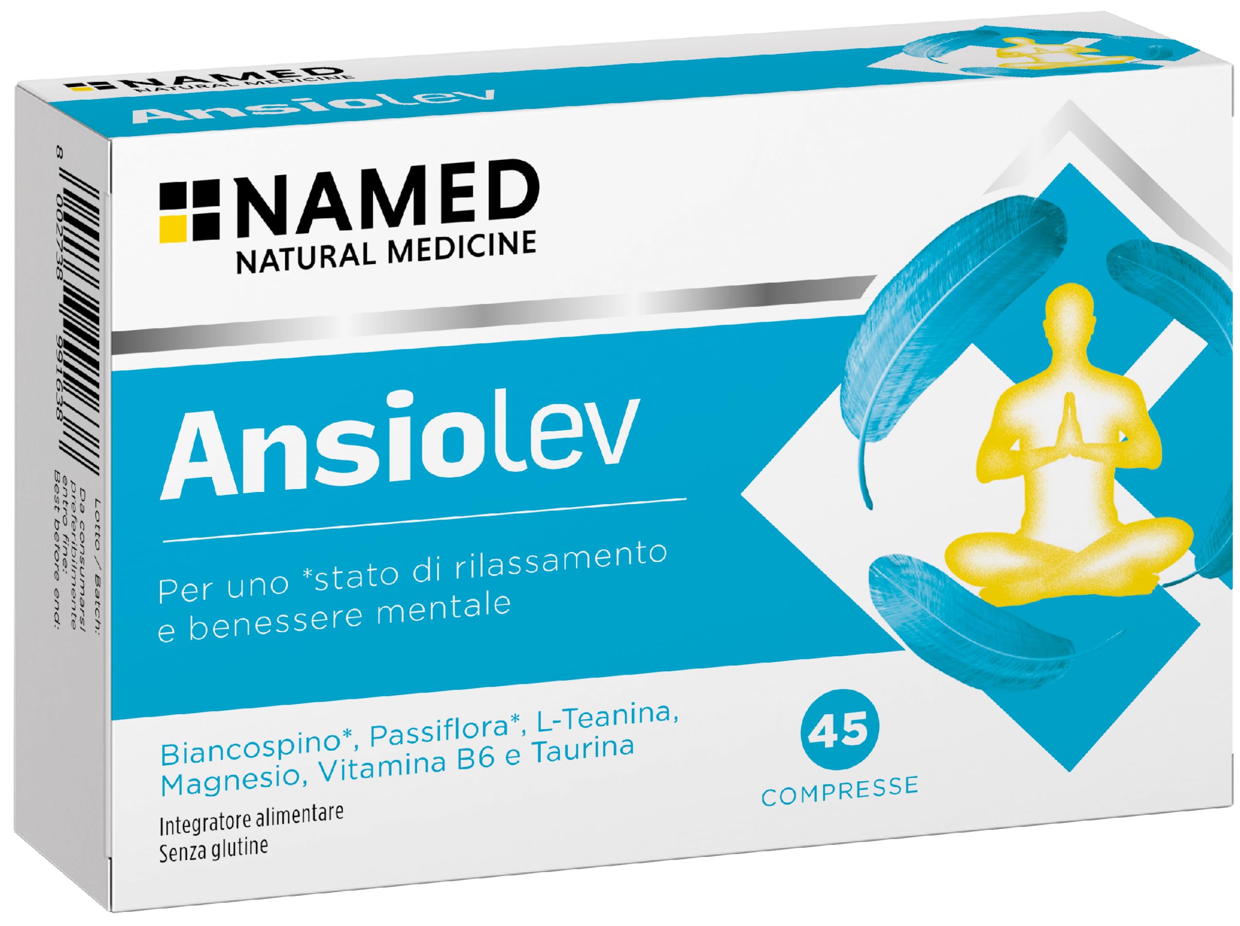 Ansiolev Integratore Alimentare Naturale Rilassante | Benessere Mentale e Calma | Integratori Stanchezza, Stress e Tensione | Vitamine e Minerali per Equilibrio Psicofisico | 45 Compresse