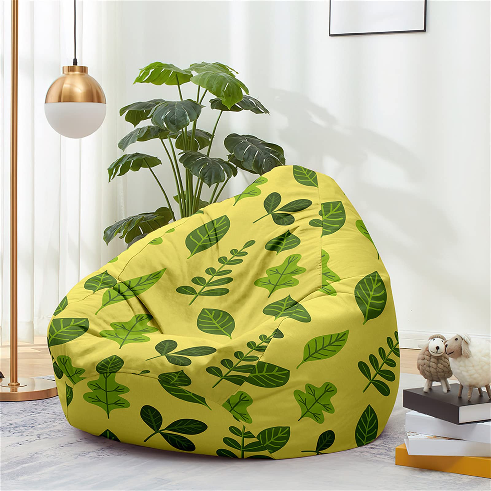 Highdi Pianta Copertura per Poltrona Sacco Puff Poltrona Senza Riempimento Bambini Adulti Poltrona a Sacco Pigro Poltrona per Soggiorno Camera Giardino Salotto (70 * 80cm,Rosa