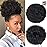 rosmile Afro Puff Drawstring Ponytail Extension for Black Women, Premium Black 1B 80gram Short Synthetic Afro Puff Ponytail for Natural Hair,Clip On Kinky Drawstring Curly Ponytail Bun