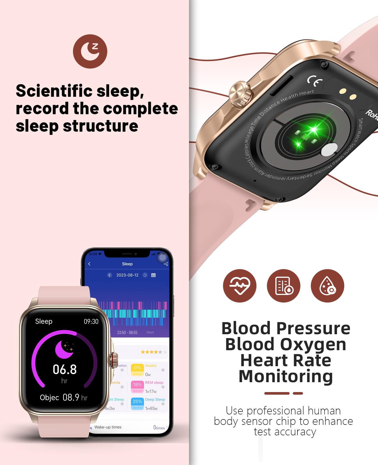 SOUYIE Smartwatch Uomo Donna, Smartwatch con Effettua/Risposta Chiamate, 1.96" Orologio Smart watch con Monitoraggio del SpO2 Sonno Contapassi per IOS Android