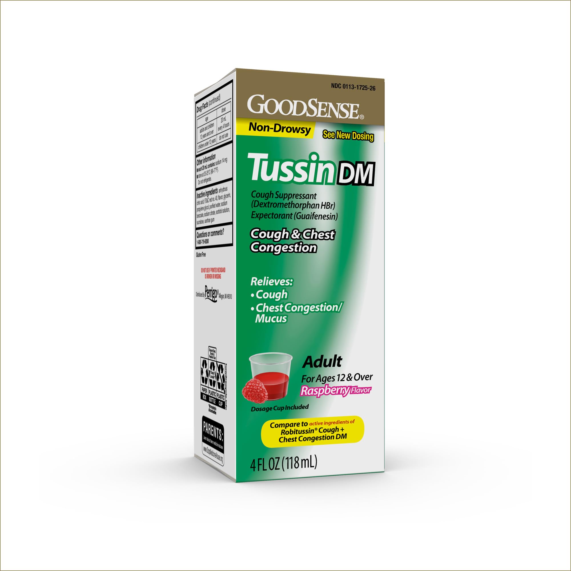 GoodSense Tussin DM, Cough Plus Chest Congestion, Raspberry Flavor