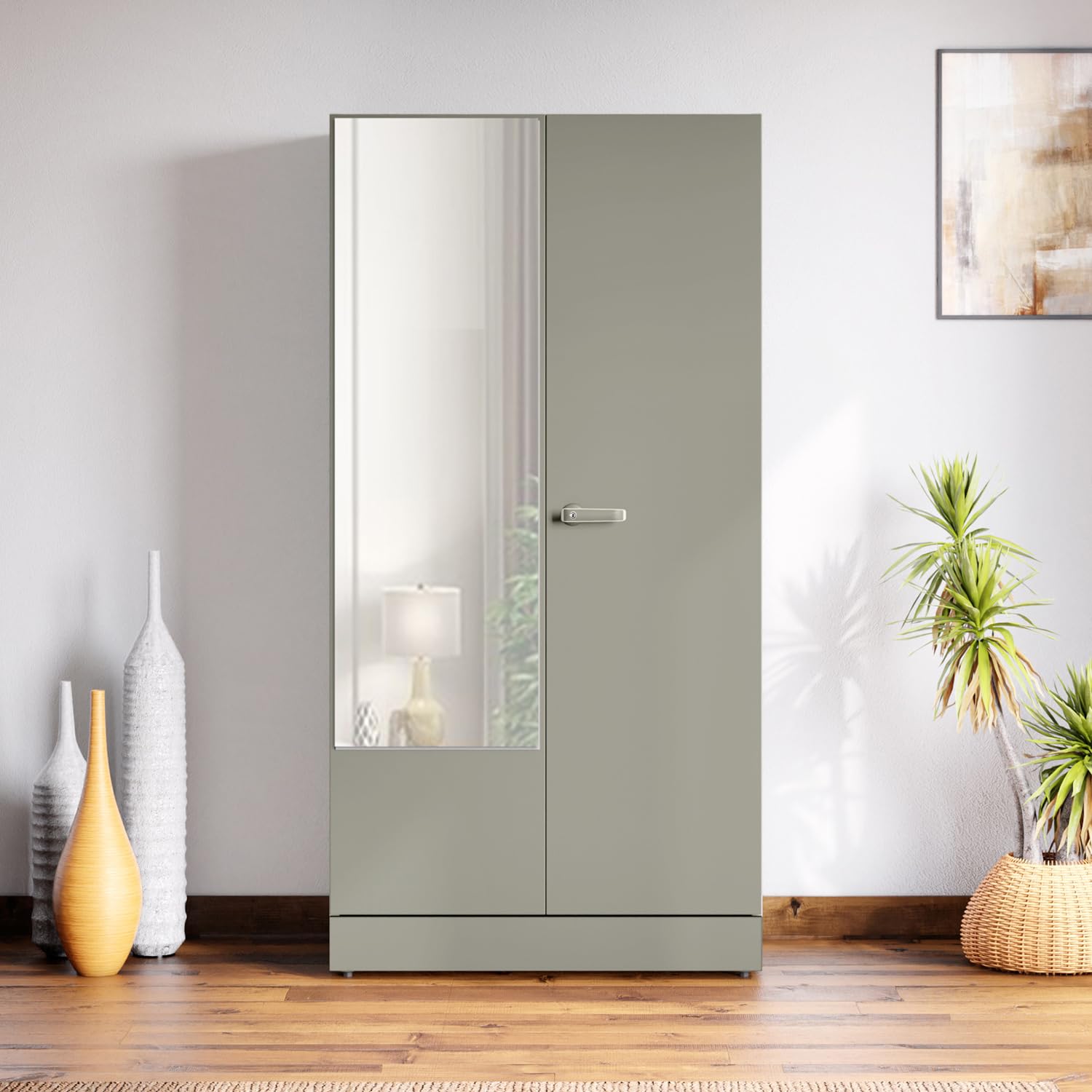 Interio by Godrej Auraline® Men Basic 2-Door Steel Almirah with Mirror (London Fog), 1-Year Warranty, 1 Drawer-image-17