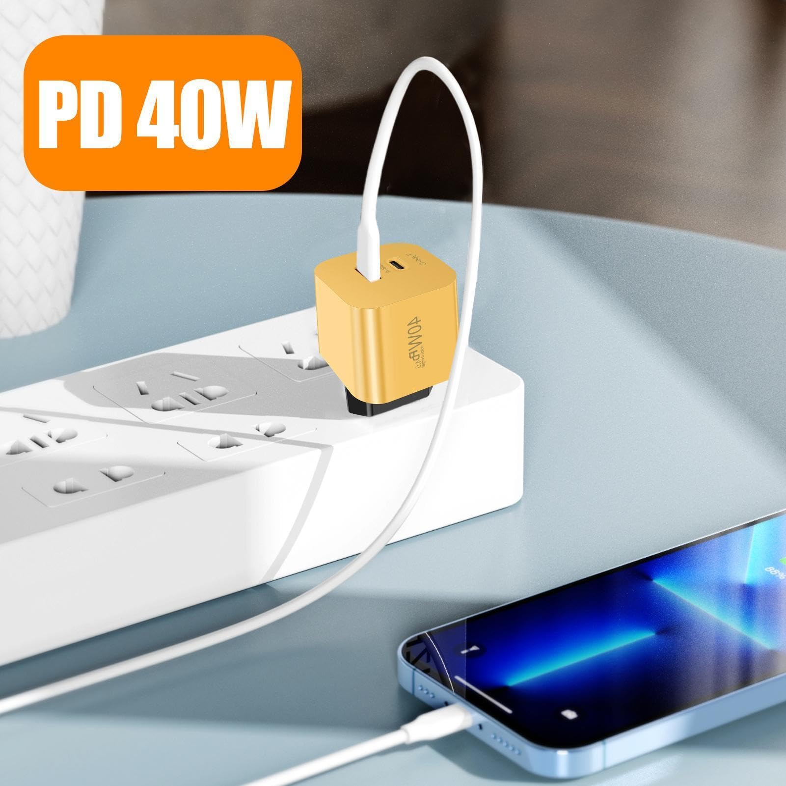 Caricatore Rapido USB C Ricarica Smartphone PD40W | Caricatore A Muro Multi-Porta Per Viaggiatori Casa Amanti della Tecnologia Giocatori Comodino Auto Aeroporto Hotel Sala