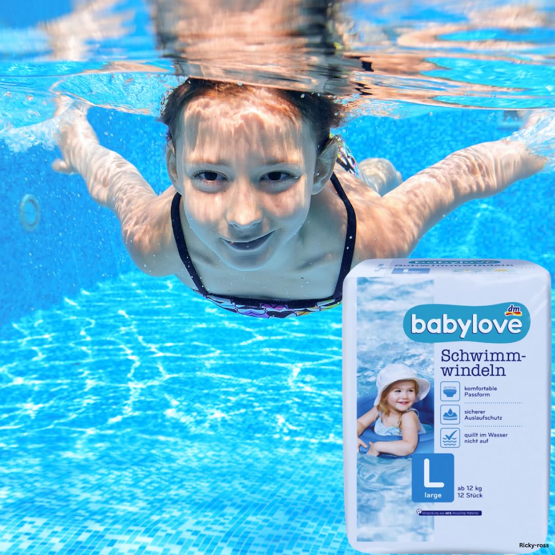 babylove Lot de 12 couches de bain taille L à partir de 12 kg