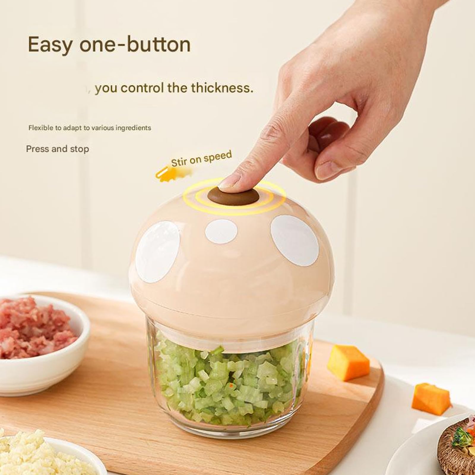 Picadoras de acero inoxidable en miniatura inalámbricas, recipiente de vidrio, picadora de carne delicada para ajo y puré de carne, licuadoras de alimentos para bebés para cocina