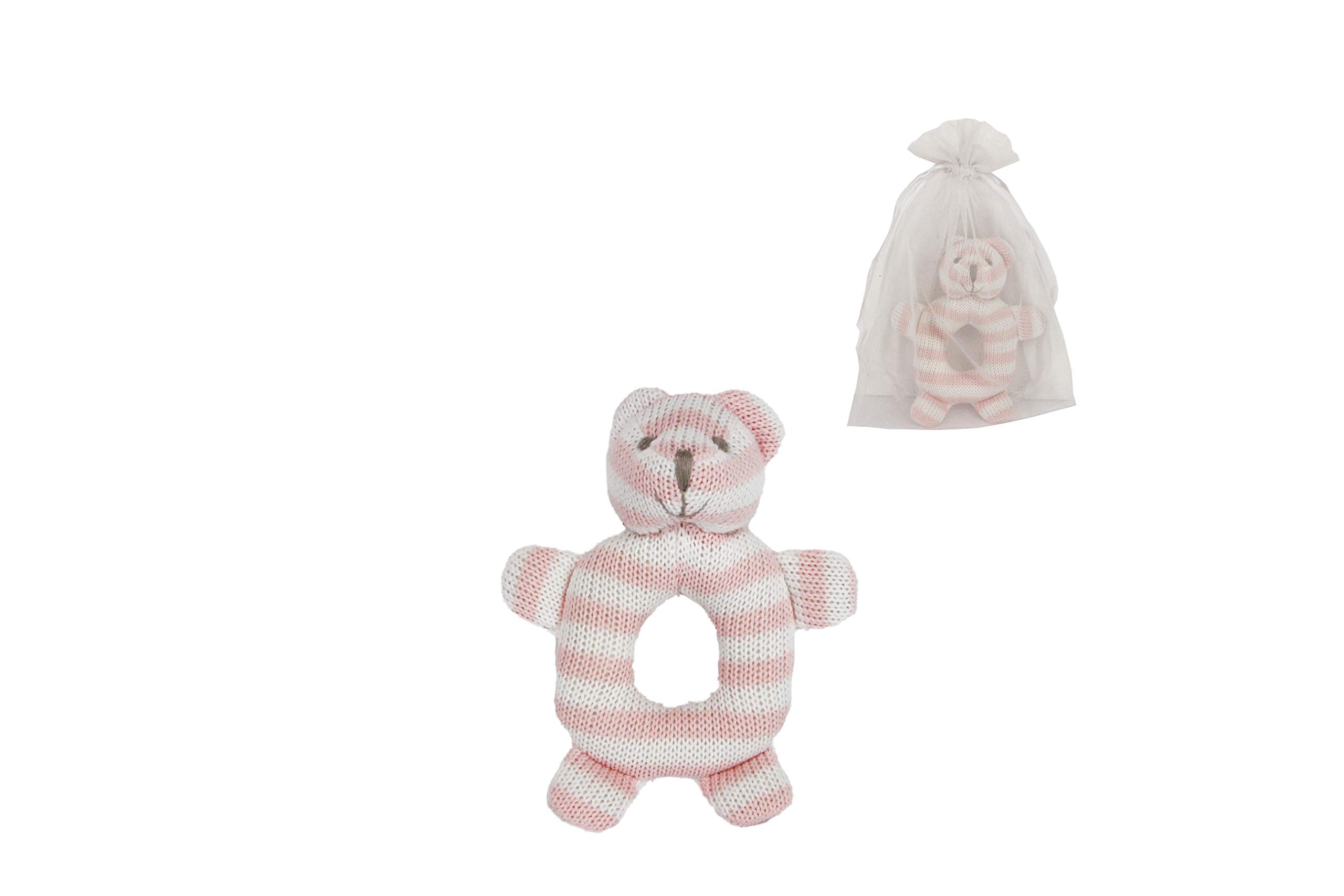 Gisela Graham Bear Rattle, Pink, One Size