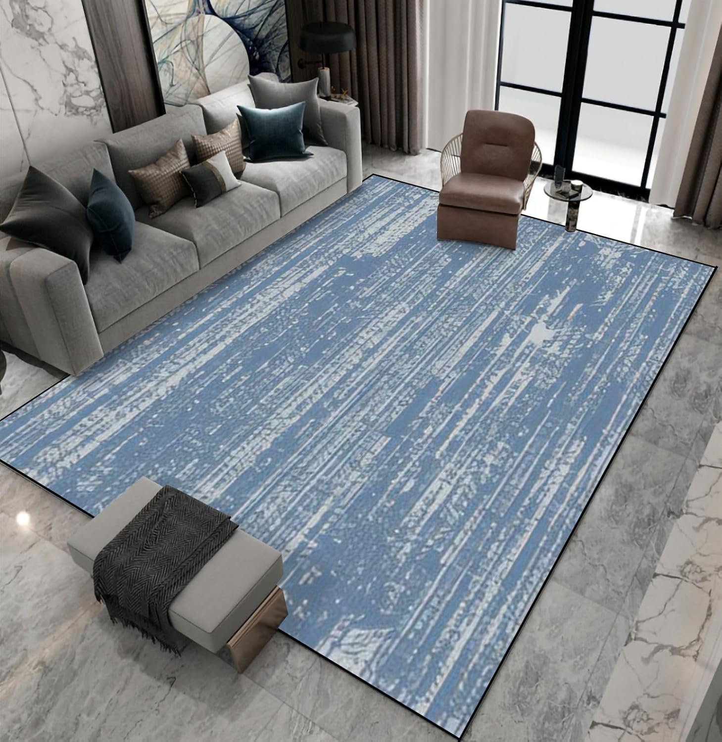 Tapis de cuisine lavable et grand tapis de salon en flanelle douce 120x160