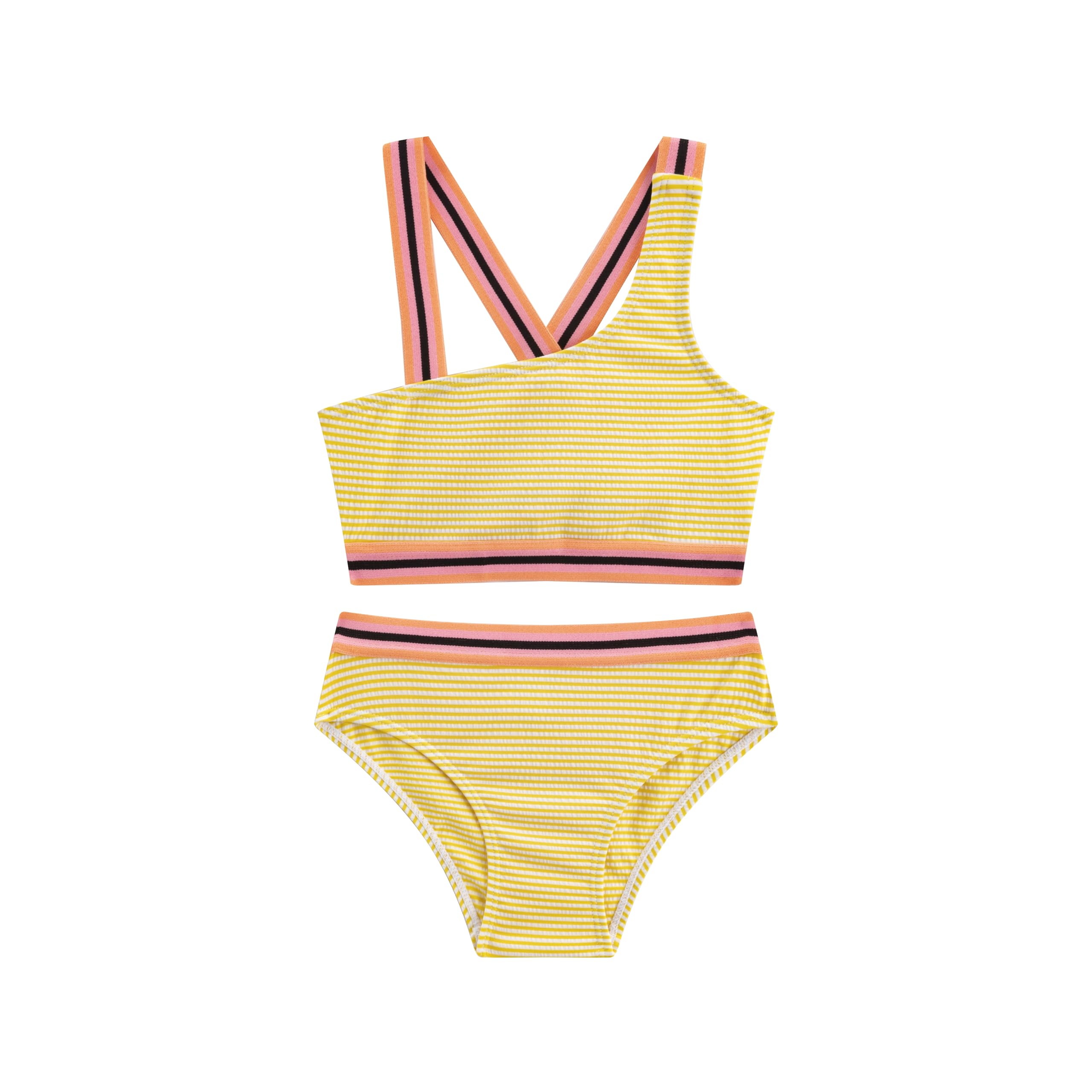 LIZENS Girls Two Piece Swimwear 2-12Years Stripe Print Bikini Set Beach Bathing Suit for Kids