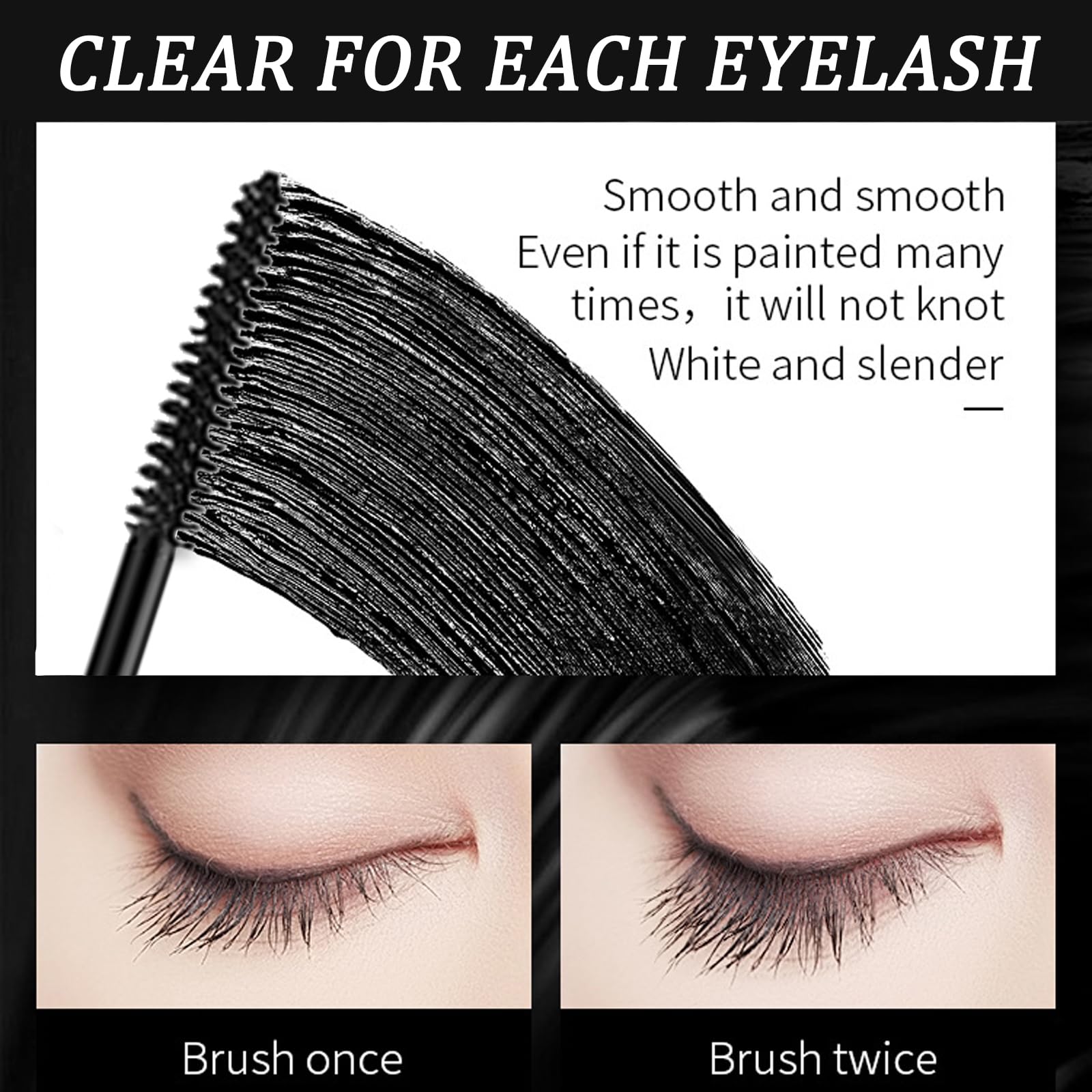 Waterproof Ultra Fine Mascara Lengthens, Thickens & Catches Tiny Eyelashes - Ideal for Fine and Short Lashes - Skinny, Black Mascara - Image 3
