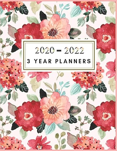 3 Year Planner: Floral Monthly Planner: 3 Year Planner - 2020-2022 3 Year Monthly Planner 8.5 x 11 - Planners - Planner 2020-2022 - Planner Monthly - ... Planner and Organizer, Planner Calendar.