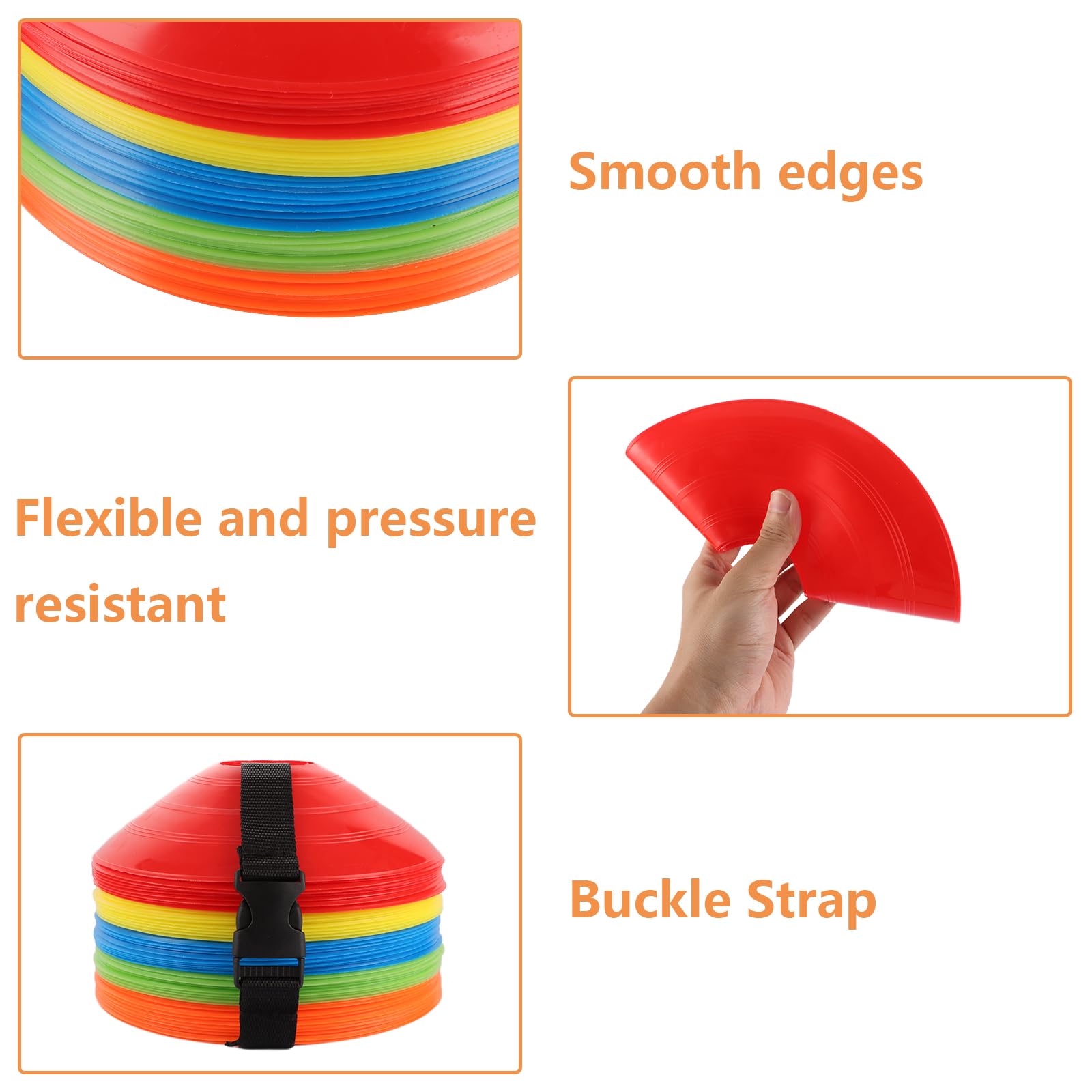 Plot Sport, Plot Foot, Coupelle Foot - 101 Pièces Plot de Marque pour Football, Entraînement Multisport, 5 Couleurs Vives (Jaune, Rouge, Bleu, Orange, Vert), Matériau PE Résistant, Portable