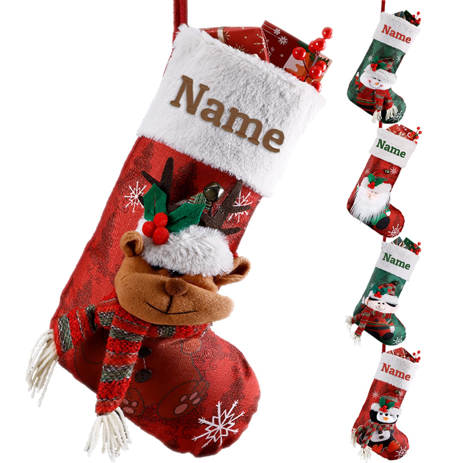 Calze Di Natale Set Di 4 - Decorazioni Con Personaggi 3D | Per Camino E Albero - Foto 7