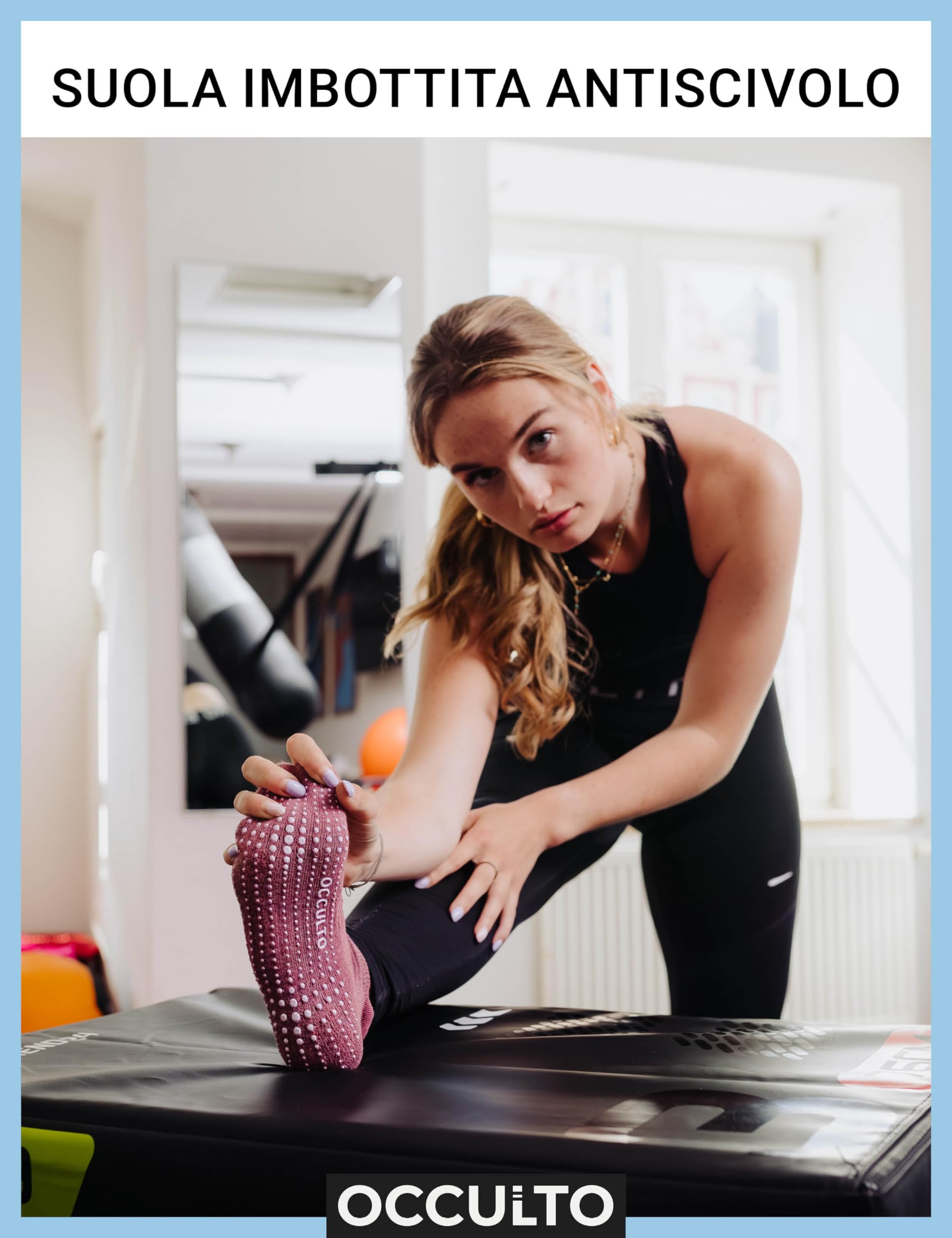 Occulto CALZINI ANTISCIVOLO per DONNA e UOMO (2-4 PAIA), CALZE ANTISCIVOLO DONNA e UOMO per YOGA, PILATES e FITNESS