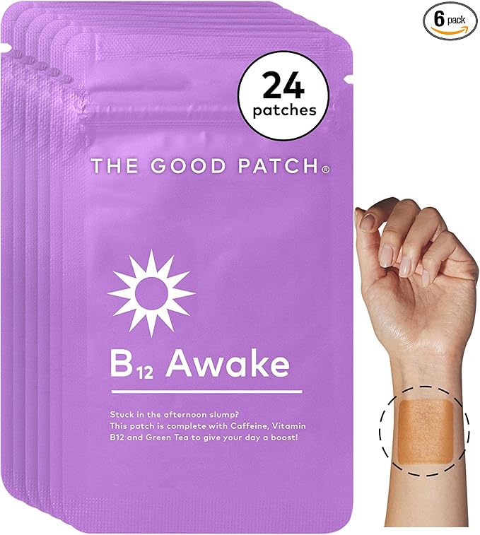The Good Patch B12 Awake Patch, Natural Patch with Caffeine, B12, and Green Tea Extract, Plant Powered Wearable Wellness, Helps to Promote Energy (24 Total Patches)