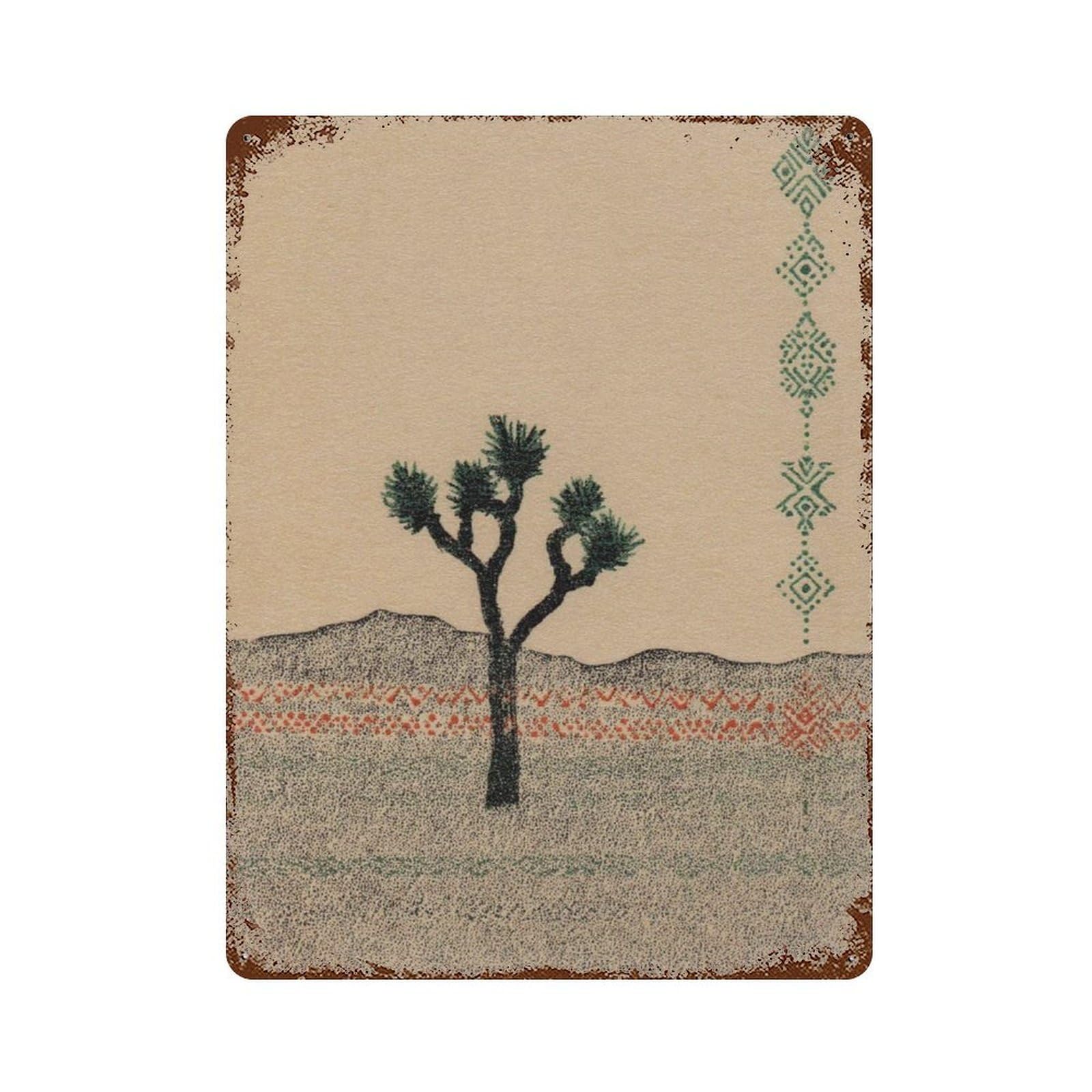 xiaoxiaoshen Boho Joshua Tree Southwestern Desert Tribal Style Landscape Eh Tone Cactus Bohem Wall Decor Art Metal Tin Poster Modern Home Decor Art Home Bar Shop Decorations Vintage Sign 40x30cm