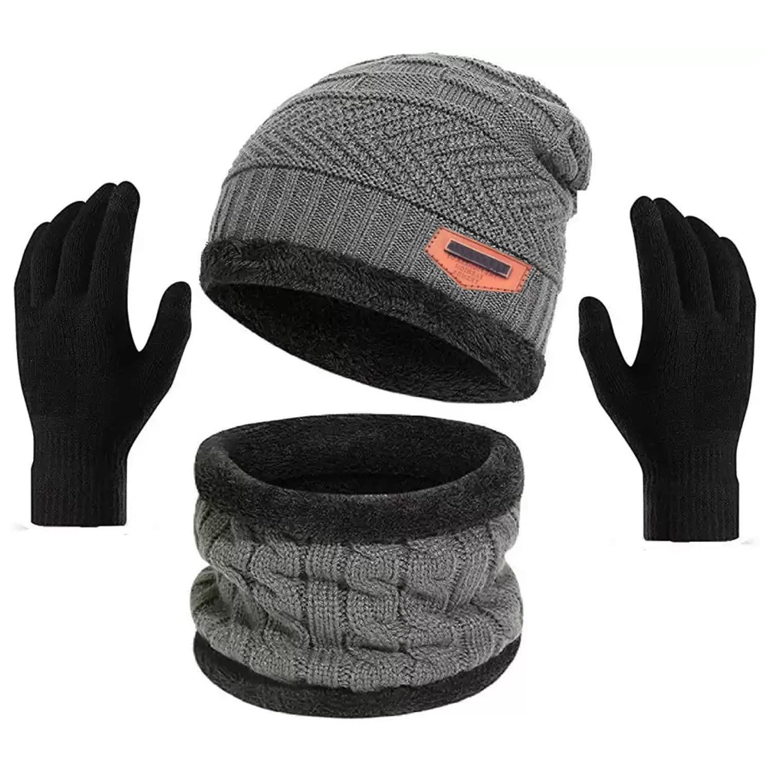 bizarro.in Winter Woolen Cap, Neck warmer Scarf with Gloves set| Beanie style| 3 piece set| warm winter neck scarf, gloves and caps suitable for Men and Women|Stylish-picture-52