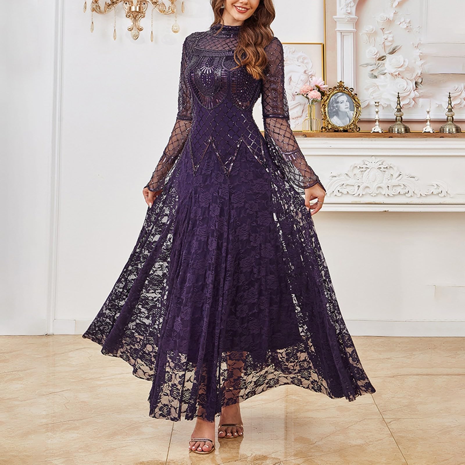Vestidos De Fiesta Mujer Elegantes Ropa Boda Trajes Tallas Grandes Otoño Primavera Invierno Manga Larga Vestido Elegante Largos Nochevieja