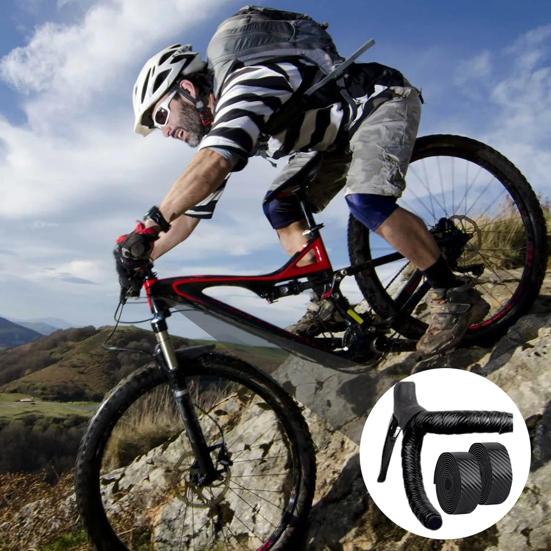 1 Set,Nastro Manubrio per Bici da Corsa e Gravel, Adatto per MTB, Bici Gravel e Bici Corsa, Facile da Installare Senza Collanti