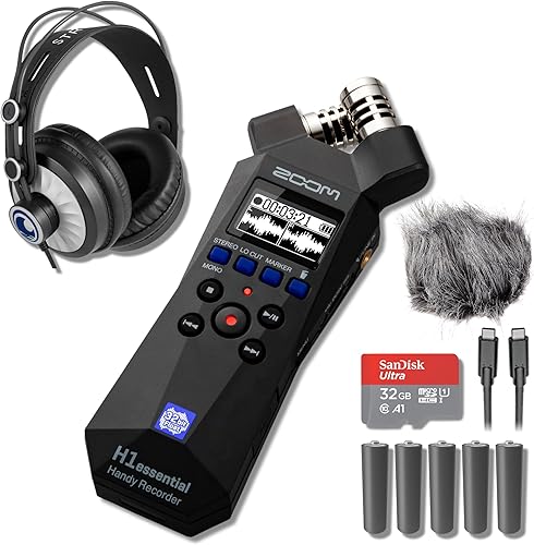 Miniatura 8 de Zoom H1essential - Grabadora de audio portátil de 2 pistas y 32 bits con micrófono Lavalier GO Lav, 5 baterías AAA, cable USB-C a USB-C y tarjeta