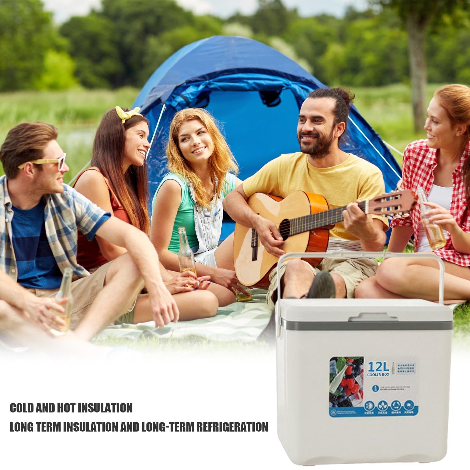 Contenitore isolato per alimenti freddi, 12 l, contenitore per alimenti caldi e freddi, contenitore per pesci da picnic, per frutta, latte materno, succhi di frutta, bevande, latte